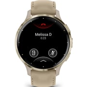 Garmin Venu 3s GPS Smartwatch Soft Gold Stainless Steel Bezel With French Grey Case and Leather Band (includes French Gray silicone band) 41mm 010-02785-55