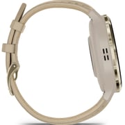 Garmin Venu 3s GPS Smartwatch Soft Gold Stainless Steel Bezel With French Grey Case and Leather Band (includes French Gray silicone band) 41mm 010-02785-55