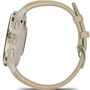 Garmin Venu 3s GPS Smartwatch Soft Gold Stainless Steel Bezel With French Grey Case and Leather Band (includes French Gray silicone band) 41mm 010-02785-55
