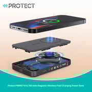 Protect Magnetic Wireless Charging Power Bank 6700mAh Grey PBW6710
