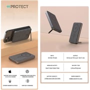 Protect Magnetic Wireless Charging Power Bank 6700mAh Grey PBW6710