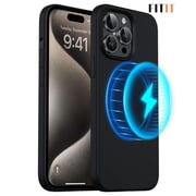 FITIT Magnetic Silicone Case for iPhone 15 Plus 67-Inch Compatible with all MagSafe accessories Silky-Soft Touch Full-Body Protective Phone Case Shockproof Cover -Black