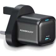 Powerology Single C Port PD Charger UK 20W Black