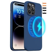 FITIT Magnetic Silicone Case for iPhone 15 ProMax 67-Inch Compatible with all MagSafe accessories Silky-Soft Touch Full-Body Protective Phone Case Shockproof Cover -Blue