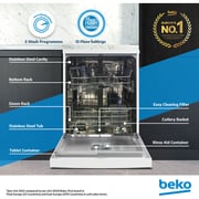 Beko Freestanding Dishwasher, 13 Place Settings, 5 Programs, A++ Energy Rating, White - DVN05320W