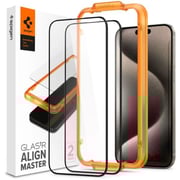 Spigen AlignMaster GLAS.tR Screen Protector Black iPhone 15 Pro Max