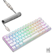 Royal Kludge 2.4Ghz Wireless/Bluetooth/Wired 60% Mechanical Keyboard, 61 Keys RGB Hot Swappable (Brown Switch, White)