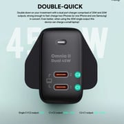 Aukey Omnia II Dual Port PD GaN Wall Charger Black