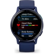 Garmin 010-02862-12 Vivoactive 5 Smartwatch Metallic Navy Aluminum Bezel With Navy Case and Silicone Band