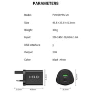 Helix Dual Port Wall Charger Black