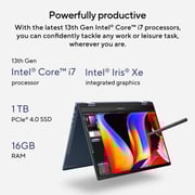 Asus Zenbook 14 Flip OLED 2-in-1 (2023) Laptop - 13th Gen / Intel Core i7-1360P / 14inch 2.8K / 1TB SSD / 16GB RAM / Shared Intel Iris Xe Graphics / Windows 11 Home / English & Arabic Keyboard / Ponder Blue / Middle East Version - [UP3404VA-OLEDI7B]