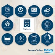 Beko 7kg Condenser Tumble Dryer, AquaWave Technology, Sensor Drying, White - DC7W