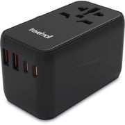 Travelmall 1 Pc GaN 4 Port 100W Travel Adaptor Black