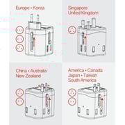 Travelmall 1 Pc 4 Port Travel Adaptor Black