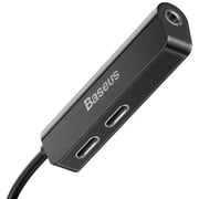 Baseus 3-in-1 Male To Dual Lightning Port Adapter Black