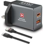 Swiss Military GaN Wall Charger 2m Black
