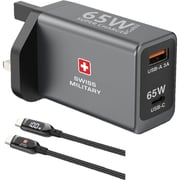 Swiss Military 2 Port GaN Wall Charger 2m Black