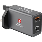 Swiss Military 2 Port GaN Wall Charger 2m Black