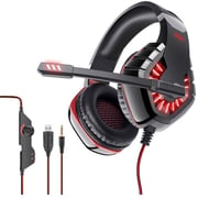 Ovleng GT82BLACK Wired Over Ear Gaming Headphones Red/Black