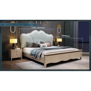 Gmax Wooden Bed With Soft Headboard 150x200 cm