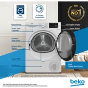 Beko 9kg Condenser Tumble Dryer, AquaWave Technology, Sensor Drying, Reversible Door, White - DC9W