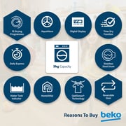 Beko 9kg Condenser Tumble Dryer, AquaWave Technology, Sensor Drying, Reversible Door, White - DC9W