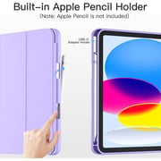 FITIT Protective iPad 10th Gen 109 Case Slim Stand Smart Cover With Pencil Holder And Trifold Stand -Purple