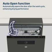 Beko Freestanding Dishwasher, 15 Place Settings, 11 Programs, A++ Energy Rating, Manhattan Grey - BDEN38533GC