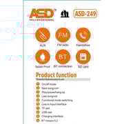 ASD Super Bass Portable Wireless Speaker ASD-249 -Orange