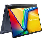 Asus Vivobook S 14 Flip 2-in-1 Convertible (2023) Laptop - AMD Ryzen 5-7530U / 14inch WUXGA / 512GB SSD / 8GB RAM / Shared AMD Radeon Graphics / Windows 11 Pro / English & Arabic Keybaord / Quiet Blue / Middle East Version - [TN3402YA-LZ200W]