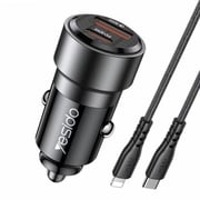Yesido Y54 60W Fast Charging Car Charger | With TC to IP cable car cigarette lighting port charger adapter