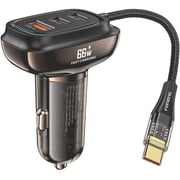 Foneng 3 Port Car Charger With USB-C Cable 1m Black