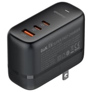 Glassology 65W 3 Port Wall Charger With USB-C Cable 1m Black