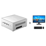 Minisforum Venus Series Mini Desktop PC - 13th Gen / Intel Core i7-13700H / 1TB SSD / 16GB RAM / Shared Intel Iris Xe Graphics / Windows 11 / Silver - [NPB-7] + Samsung S33A Game Mode Monitor + Logitech MK220 Wireless Keyboard and Mouse Combo