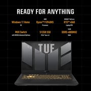 Asus TUF Gaming A15 (2024) Laptop - AMD Ryzen 9-8940HS / 15.6inch FHD / 512GB SSD / 16GB RAM / 8GB NVIDIA GeForce RTX 4060 Graphics / Windows 11 Home / Mecha Gray - [FA507UV-916512G]