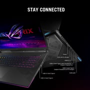 Asus ROG Strix SCAR 18 Gaming (2024) Laptop - 14th Gen / Intel Core i9-14900HX / 18inch WQXGA / 2TB SSD / 64GB RAM / 12GB NVIDIA GeForce RTX 4080 Graphics / Windows 11 Home / English & Arabic Keyboard / Off Black / Middle East Version - [G834JZR-I9642G]