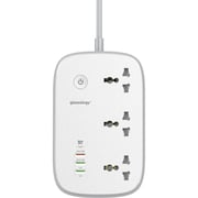 Glassology Universal Smart 3 Plug Power Strip With 4 USB White