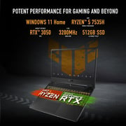 Asus TUF Gaming A15 (2023) Laptop - AMD Ryzen 5-7535HS / 15.6inch FHD / 512GB SSD / 8GB RAM / 4GB NVIDIA GeForce RTX 3050 Graphics / Windows 11 Home / Black - [FA506NC-HN002W]