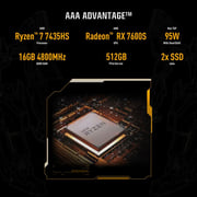 Asus TUF Gaming A16 Advantage Edition (2024) Laptop - AMD Ryzen 7-7435HS / 16inch FHD+ / 512GB SSD / 16GB RAM / 8GB AMD Radeon RX 7600S Graphics / Windows 11 Home / English & Arabic Keyboard / Sandstorm / Middle East Version - [FA617NSR-N3028W]