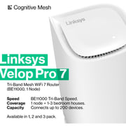 Linksys Velop Pro 7 BE11000 Tri-Band Mesh Wi-Fi Router 1 Pack