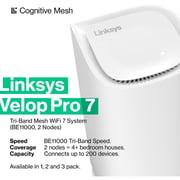 Linksys Velop Pro 7 BE11000 Tri-Band Mesh Wi-Fi Router 2 Pack
