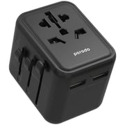 Porodo Dual USB-A Universal Travel Adapter Black