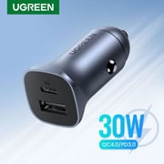 Ugreen USB Port And PD Port Car Charger Grey