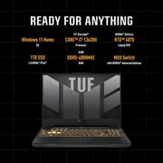 آسوس لابتوب TUF جامينج F15  (2023) - الجيل 13/ انتل كور i7-13620H / 15.6 بوصة FHD / 1 تيرا SSD / 32 جيجا رام / 8 جيجا نفيدياجيفورسRTX 4070 جرافيكس / ويندوز 11 هوم / باللون الرمادي چاجير - [FX507VI-LP073W] 