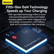 Baseus GaN5 Pro Ultra-Slim Dual Port Fast Charger Grey