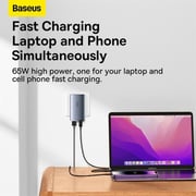 Baseus GaN5 Pro Ultra-Slim Dual Port Fast Charger Grey