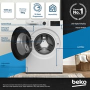 Beko 10kg Front Load Washing Machine, 1400 RPM, 15 Programs, SteamTherapy, AquaTech, AutoDose, White - WTE1014XW