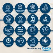 Beko 10kg Front Load Washing Machine, 1400 RPM, 15 Programs, SteamTherapy, AquaTech, AutoDose, White - WTE1014XW