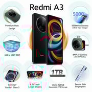 Xiaomi Redmi A3 128GB 4GB Midnight Black 4G Smartphone
