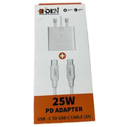 E-Den USB-C Charger With USB-C Cable 1m White